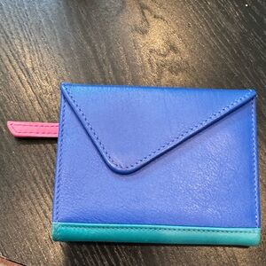 ili New York Mini Snap Tri-fold Wallet Cool Tropics Genuine  Leather RFID
